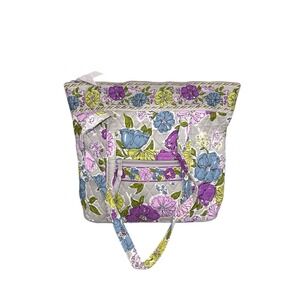 Retired Vera Bradley Medium Watercolor Tote Bag Floral Purple Gray Blues Green